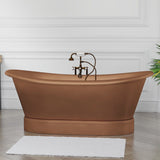 66" Gardena Copper Double-Slipper Roll-Top Pedestal Tub