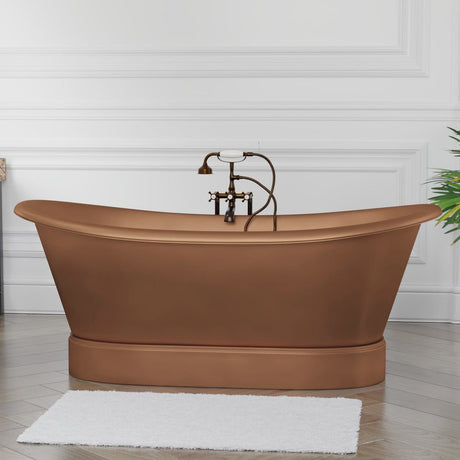 66" Gardena Copper Double-Slipper Roll-Top Pedestal Tub