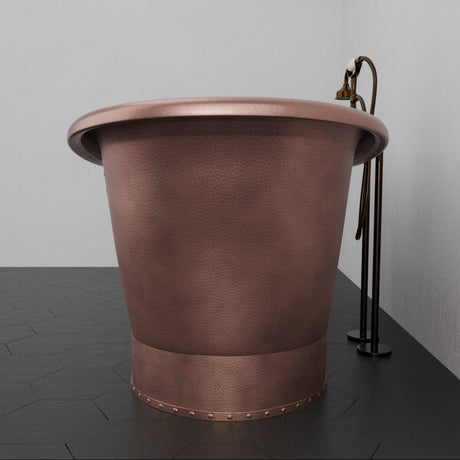 66" Hayward Hammered Copper Double Slipper Pedestal Tub with Copper Rivets