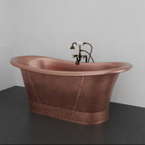 66" Hayward Hammered Copper Double Slipper Pedestal Tub with Copper Rivets