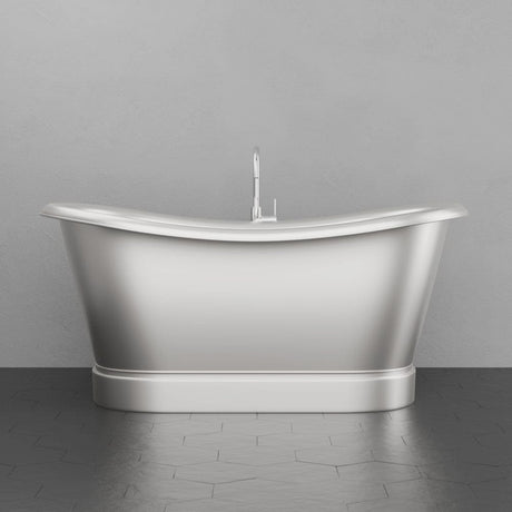 66" Heis Double Slipper Copper Pedestal Tub - Satin Nickel