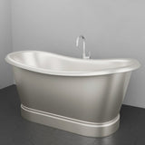 66" Heis Double Slipper Copper Pedestal Tub - Satin Nickel