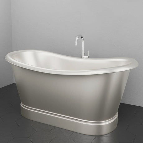 66" Heis Double Slipper Copper Pedestal Tub - Satin Nickel