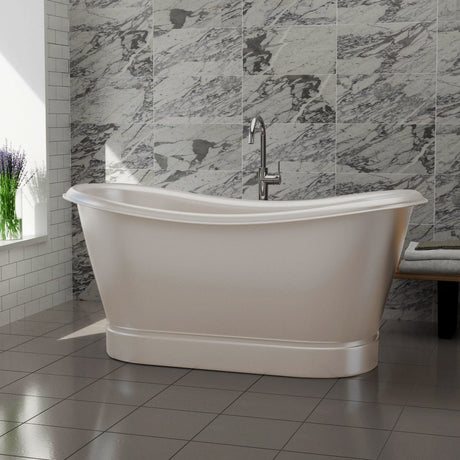 66" Heis Double Slipper Copper Pedestal Tub - Satin Nickel