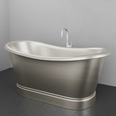 66" Heis Double Slipper Copper Pedestal Tub - Satin Nickel