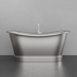66" Heis Double Slipper Copper Pedestal Tub - Satin Nickel