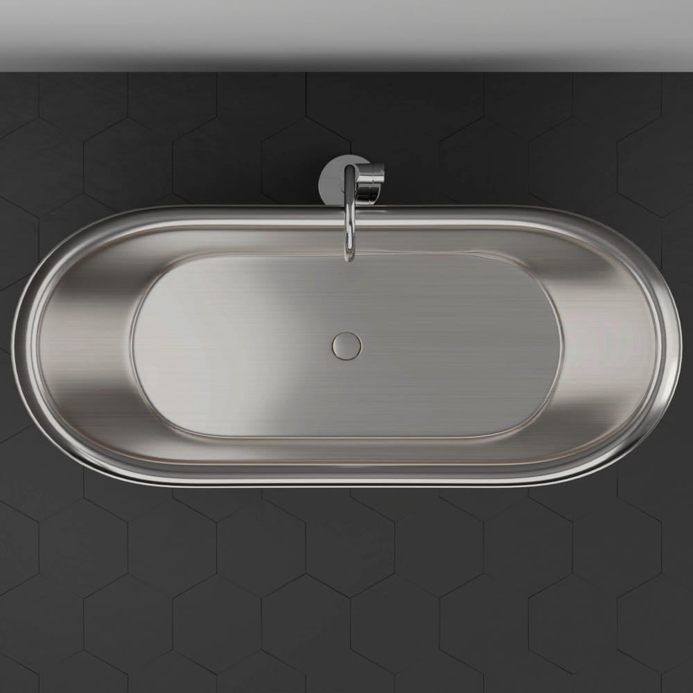 66" Heis Double Slipper Copper Pedestal Tub - Satin Nickel