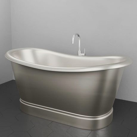 66" Heis Double Slipper Copper Pedestal Tub - Satin Nickel