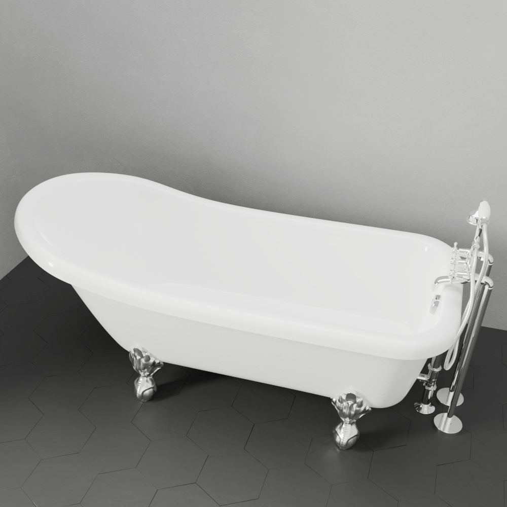 66" Imperial Acrylic Slipper Clawfoot Tub