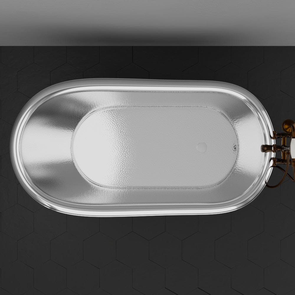 66" Jadaro Single Slipper Copper Clawfoot Tub with Rolled Rim - Polished Nickel Interior with Antique Copper Exterior