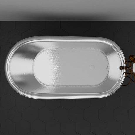 66" Jadaro Single Slipper Copper Clawfoot Tub with Rolled Rim - Polished Nickel Interior with Antique Copper Exterior