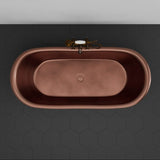 66" Joyce Double Slipper Hammered Copper Clawfoot Tub with Rolled Rim