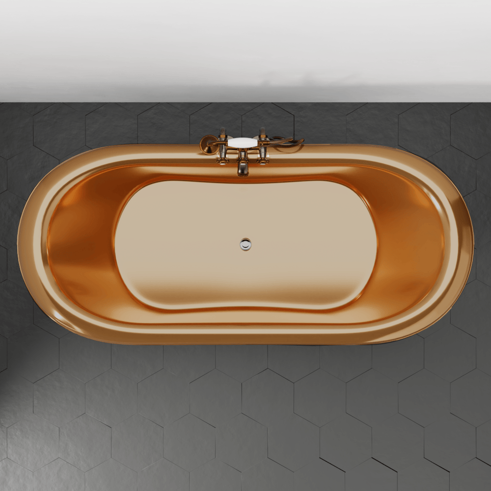 66" Kalida Antique Black Copper Double-Slipper Roll-Top Pedestal Tub - Polished Interior