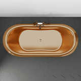 66" Kalida Antique Black Copper Double-Slipper Roll-Top Pedestal Tub - Polished Interior