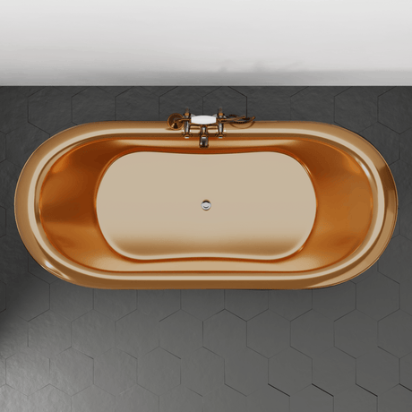 66" Kalida Antique Black Copper Double-Slipper Roll-Top Pedestal Tub - Polished Interior