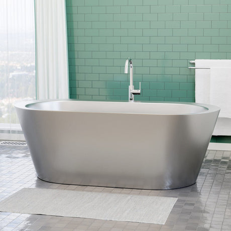 66" Landon Double Walled Stainless Steel Freestanding Tub