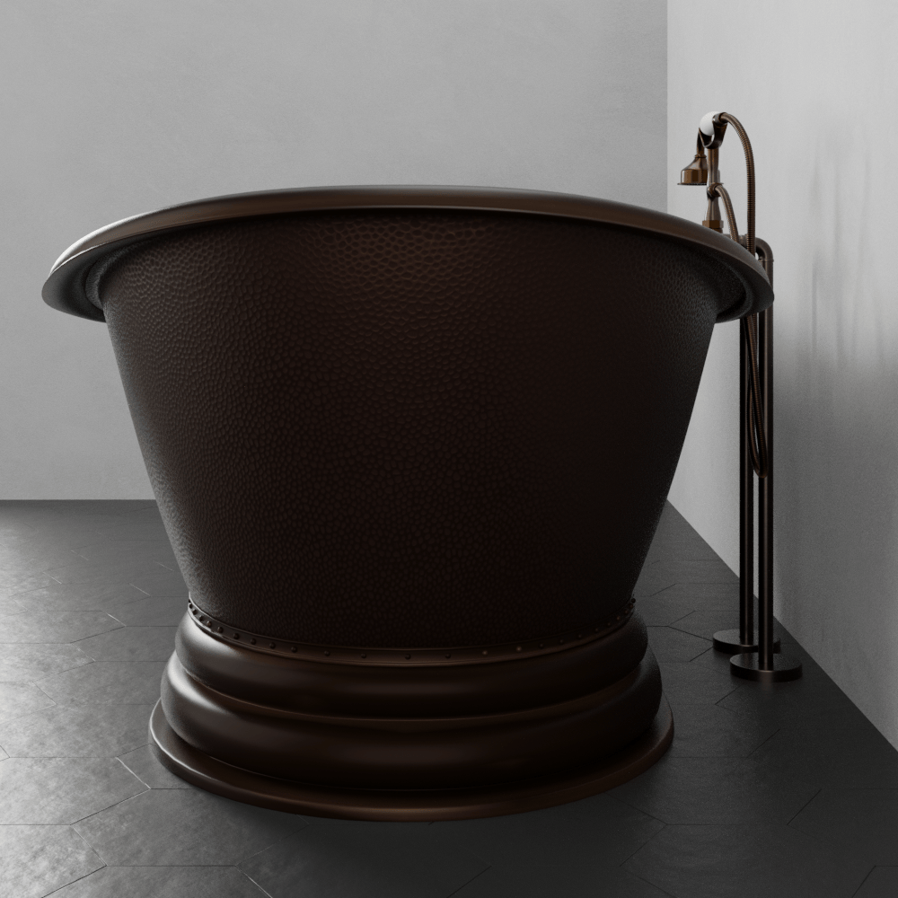 66" Lutts Copper Double-Slipper Roll-Top Pedestal Tub