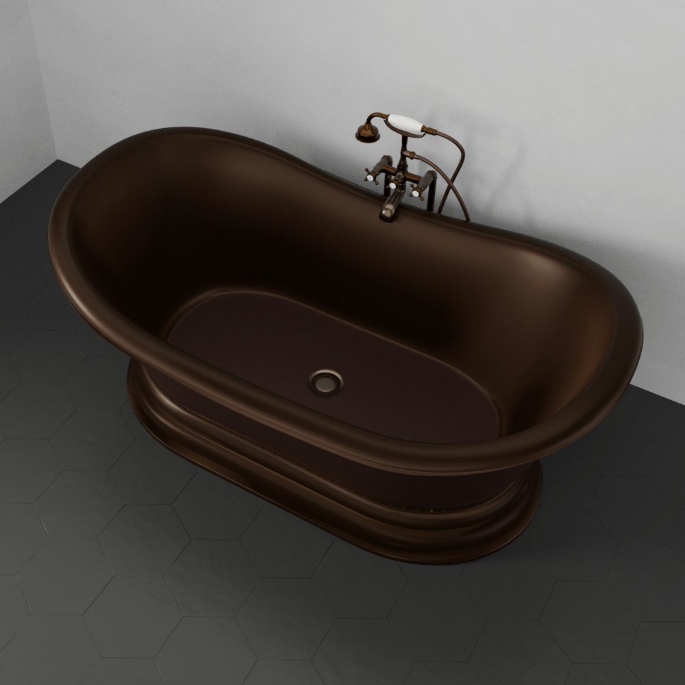 66" Lutts Copper Double-Slipper Roll-Top Pedestal Tub