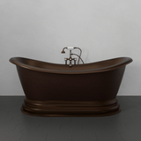 66" Lutts Copper Double-Slipper Roll-Top Pedestal Tub