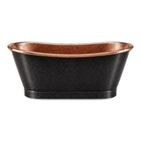 66 Marcella Hammered Black Copper Double-Slipper Freestanding Tub with Polished Copper Interior