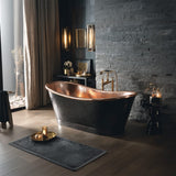 66 Marcella Hammered Black Copper Double-Slipper Freestanding Tub with Polished Copper Interior