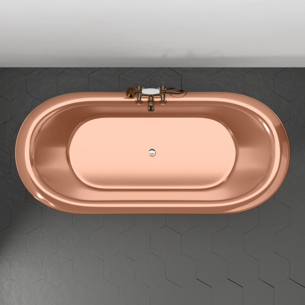 66" Monrovia Copper Double-Slipper Roll-Top Pedestal Tub