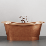 66" Monrovia Copper Double-Slipper Roll-Top Pedestal Tub