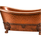 66 Oriana Hammered Copper Double-Slipper Clawfoot Tub