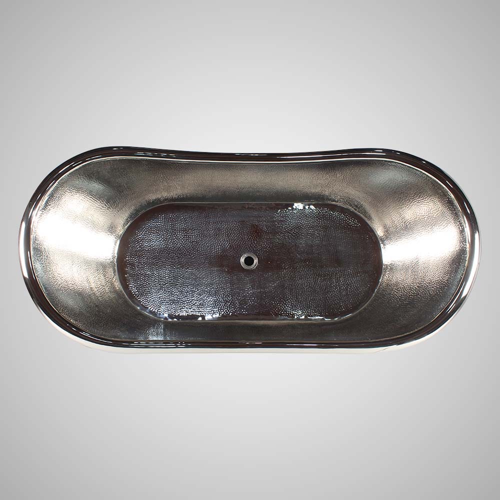 66" Pomona Copper Double-Slipper Mosaic Nickel-Plated Tub