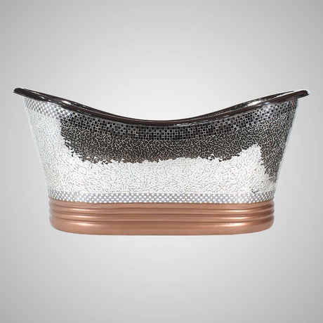 66" Pomona Copper Double-Slipper Mosaic Nickel-Plated Tub