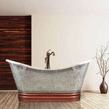 66" Pomona Copper Double-Slipper Mosaic Nickel-Plated Tub