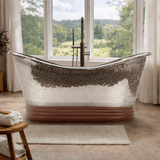 66" Pomona Copper Double-Slipper Mosaic Nickel-Plated Tub