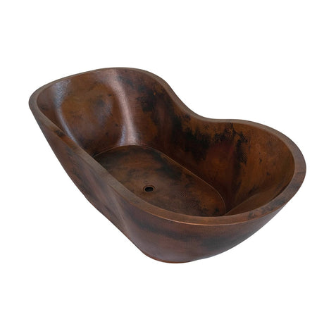 66" Unton Hammered Copper Double-Slipper Tub