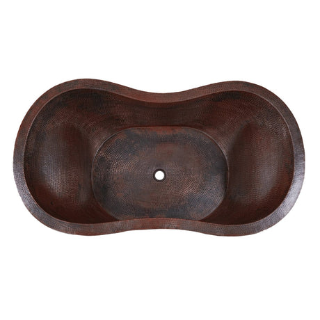 66" Unton Hammered Copper Double-Slipper Tub