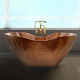 66" Unton Hammered Copper Double-Slipper Tub