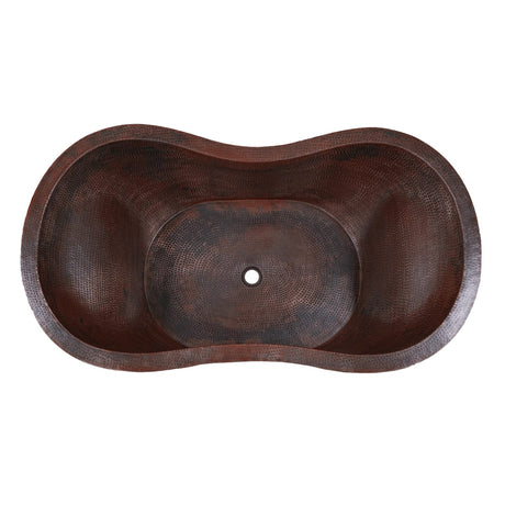 66" Unton Hammered Copper Double-Slipper Tub