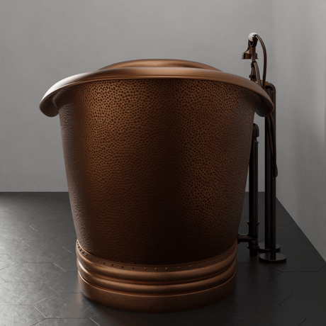 66" Vista Copper Double-Slipper Roll-Top Pedestal Tub
