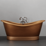 66" Vista Copper Double-Slipper Roll-Top Pedestal Tub