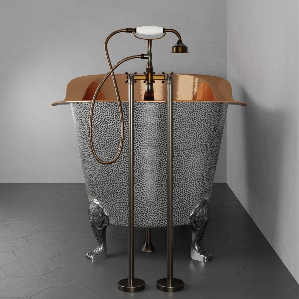 66" Walden Hammered Antique Copper Slipper Clawfoot Tub - Polished Interior