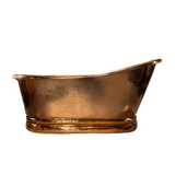 66" Weltner Hammered Copper Single Slipper Tub with Pedestal Copper Polish with Lacquer