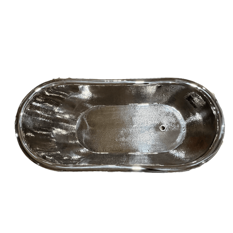 66" Weltner Single Slipper Hammered Nickel Plated Copper Tub with Pedestal