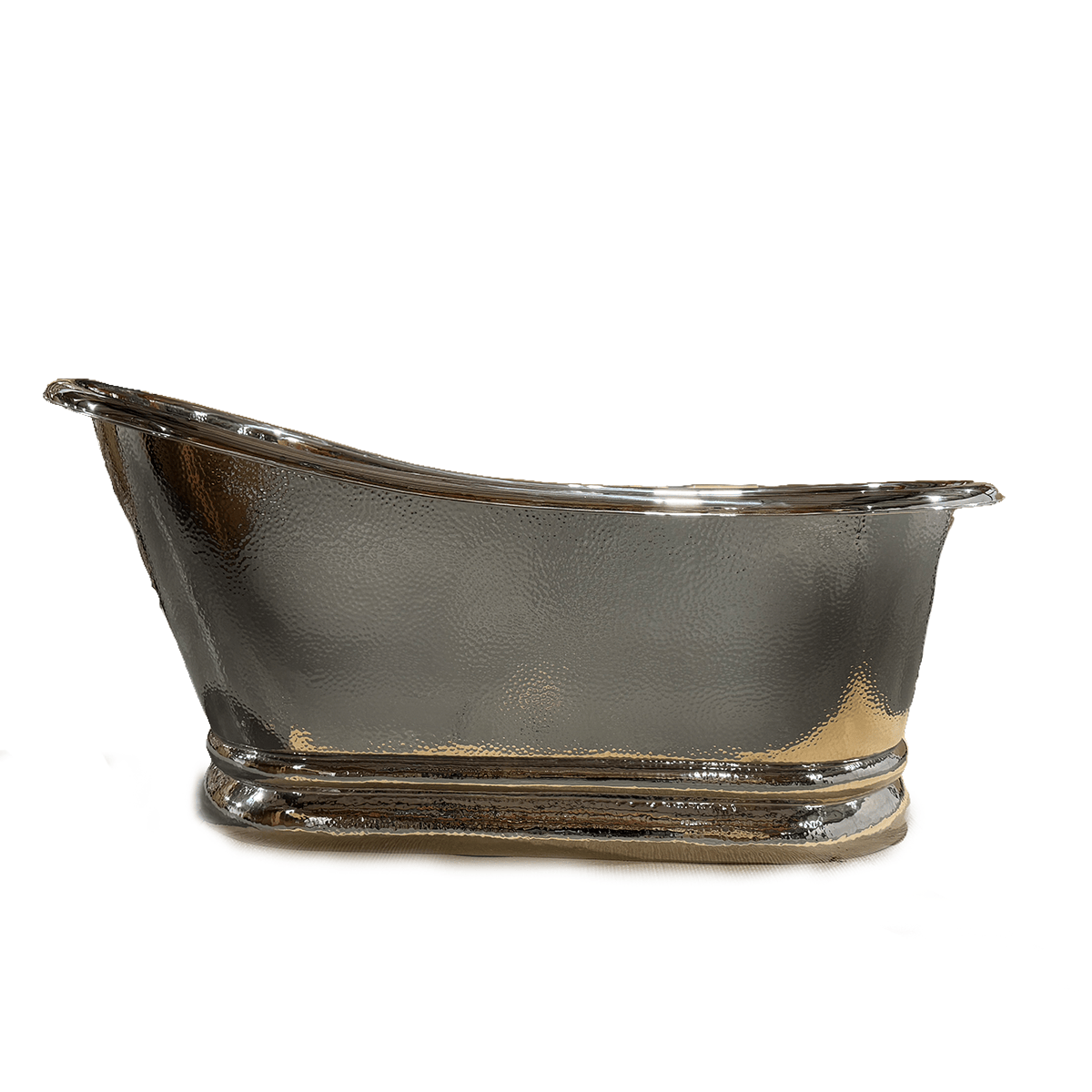66" Weltner Single Slipper Hammered Nickel Plated Copper Tub with Pedestal