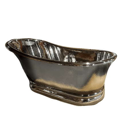 66" Weltner Single Slipper Hammered Nickel Plated Copper Tub with Pedestal