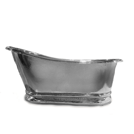 66" Weltner Single Slipper Hammered Nickel Plated Copper Tub with Pedestal
