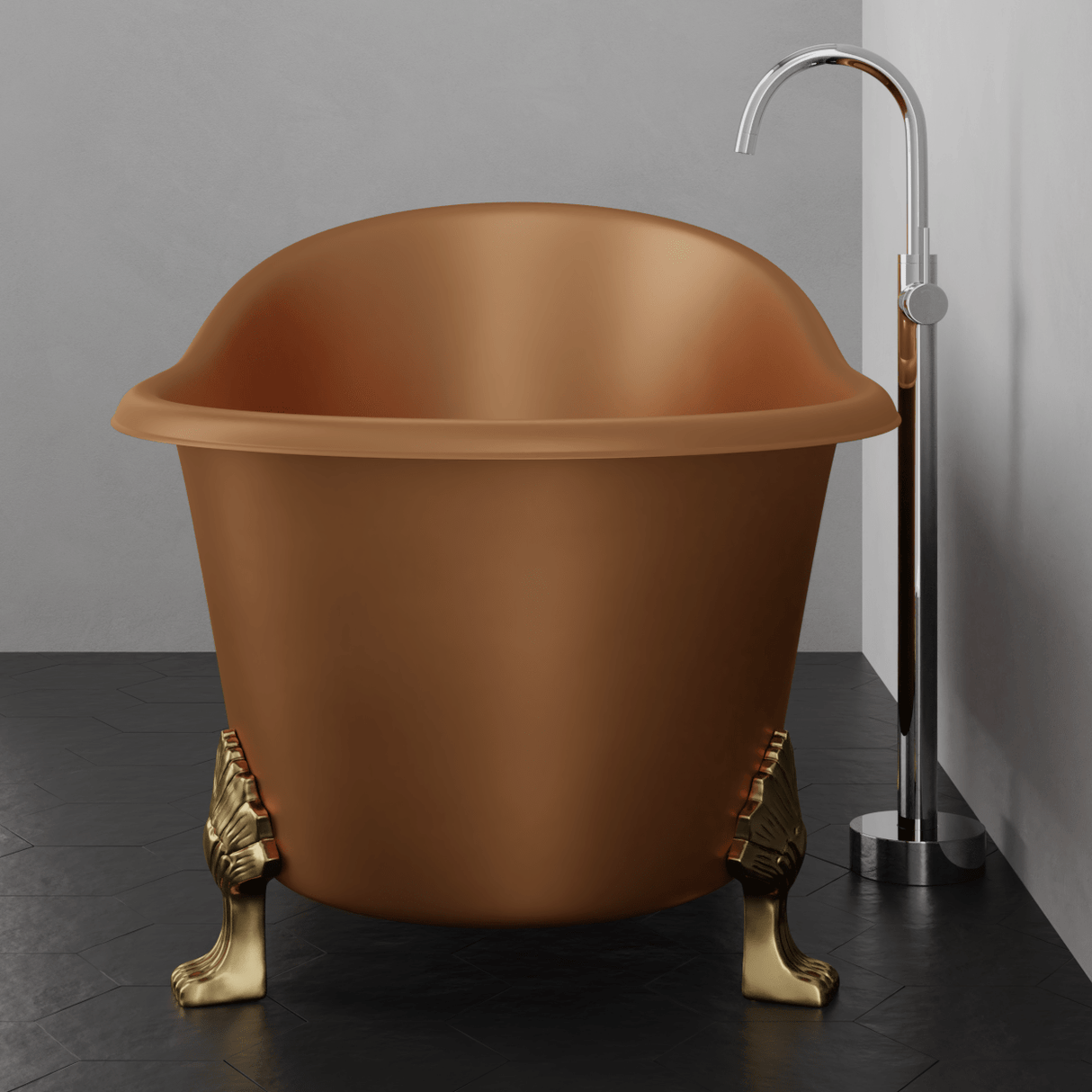 67" Allons Copper Slipper Clawfoot Tub - Lion Feet