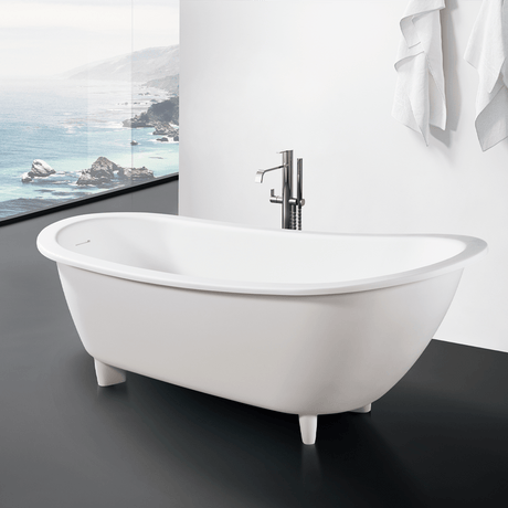67" Bendock Solid Surface Stone Resin Slipper Bathtub with Feet