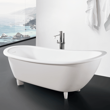 67" Bendock Solid Surface Stone Resin Slipper Bathtub with Feet