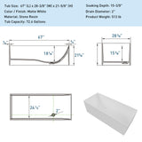 67" Cappa Solid Surface Stone Resin Freestanding Bathtub