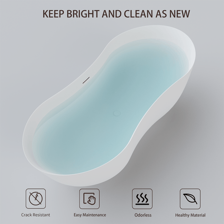 67" Civello Solid Surface Stone Resin Freestanding Bathtub