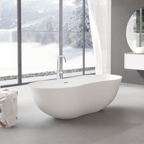 67" Civello Solid Surface Stone Resin Freestanding Bathtub